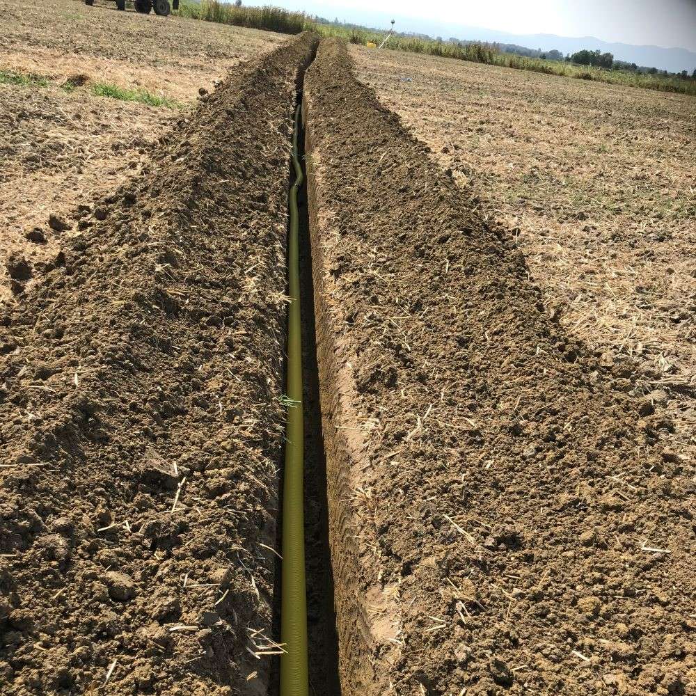 Pipe laid in trench
