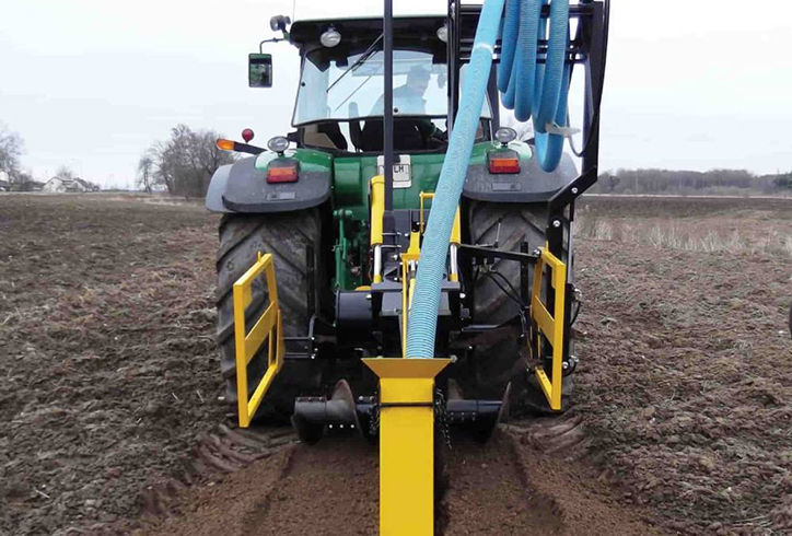 Trenching machine in yellow