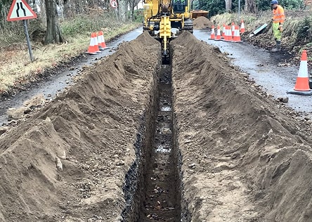 The trencher leaves a clean trench 