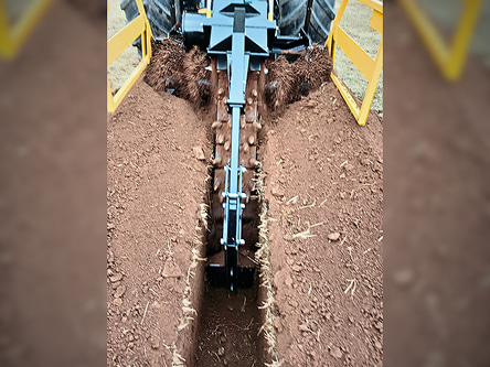 The trencher leaves a clean trench 